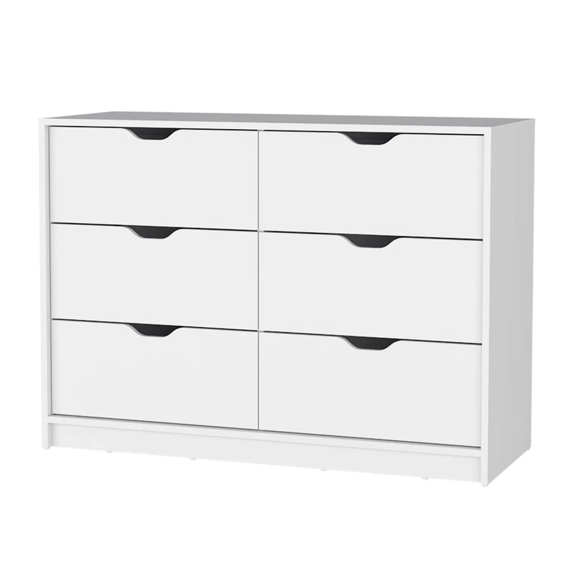 42" White Six Drawer Dresser Homeroots Bed & Bath