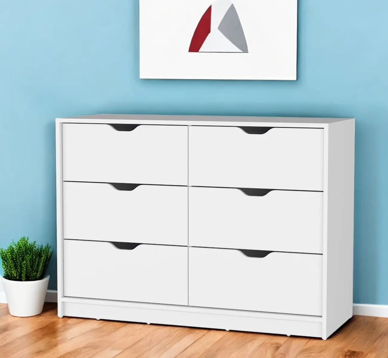 42" White Six Drawer Dresser Homeroots Bed & Bath