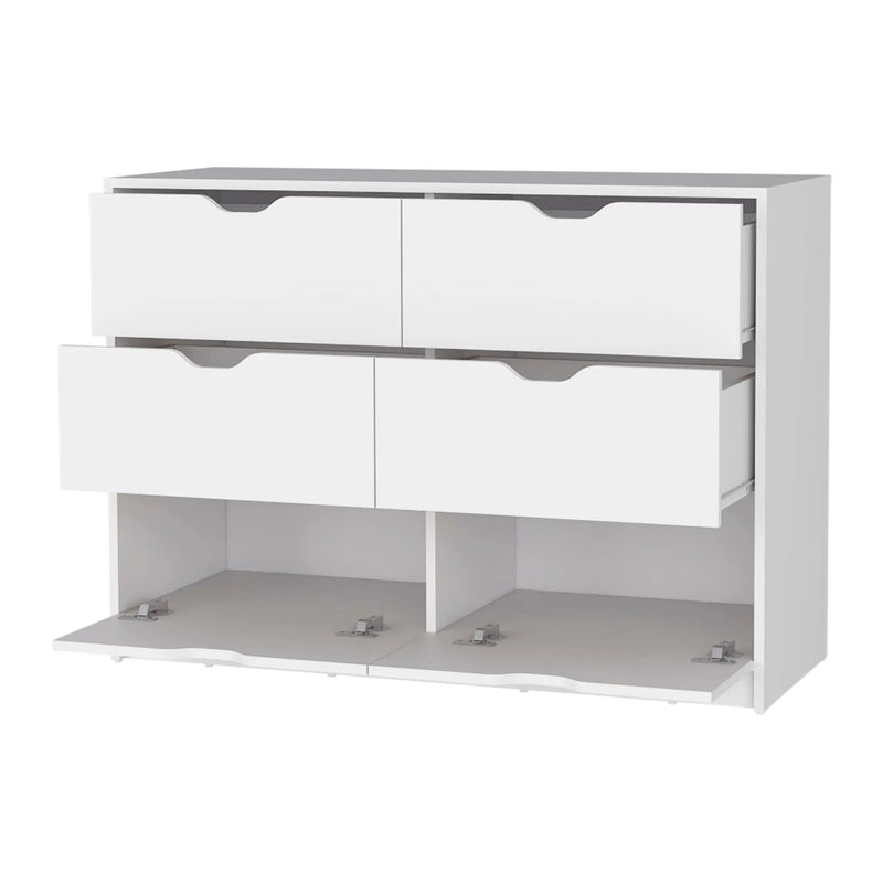42" White Six Drawer Dresser Homeroots Bed & Bath