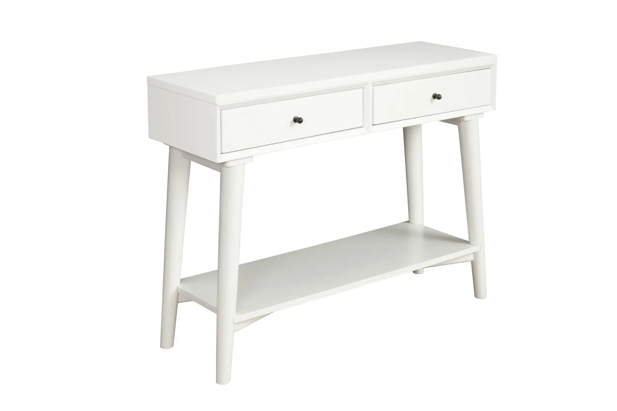 42" White Solid Wood Console Table With Shelves And Drawers Homeroots Living Room