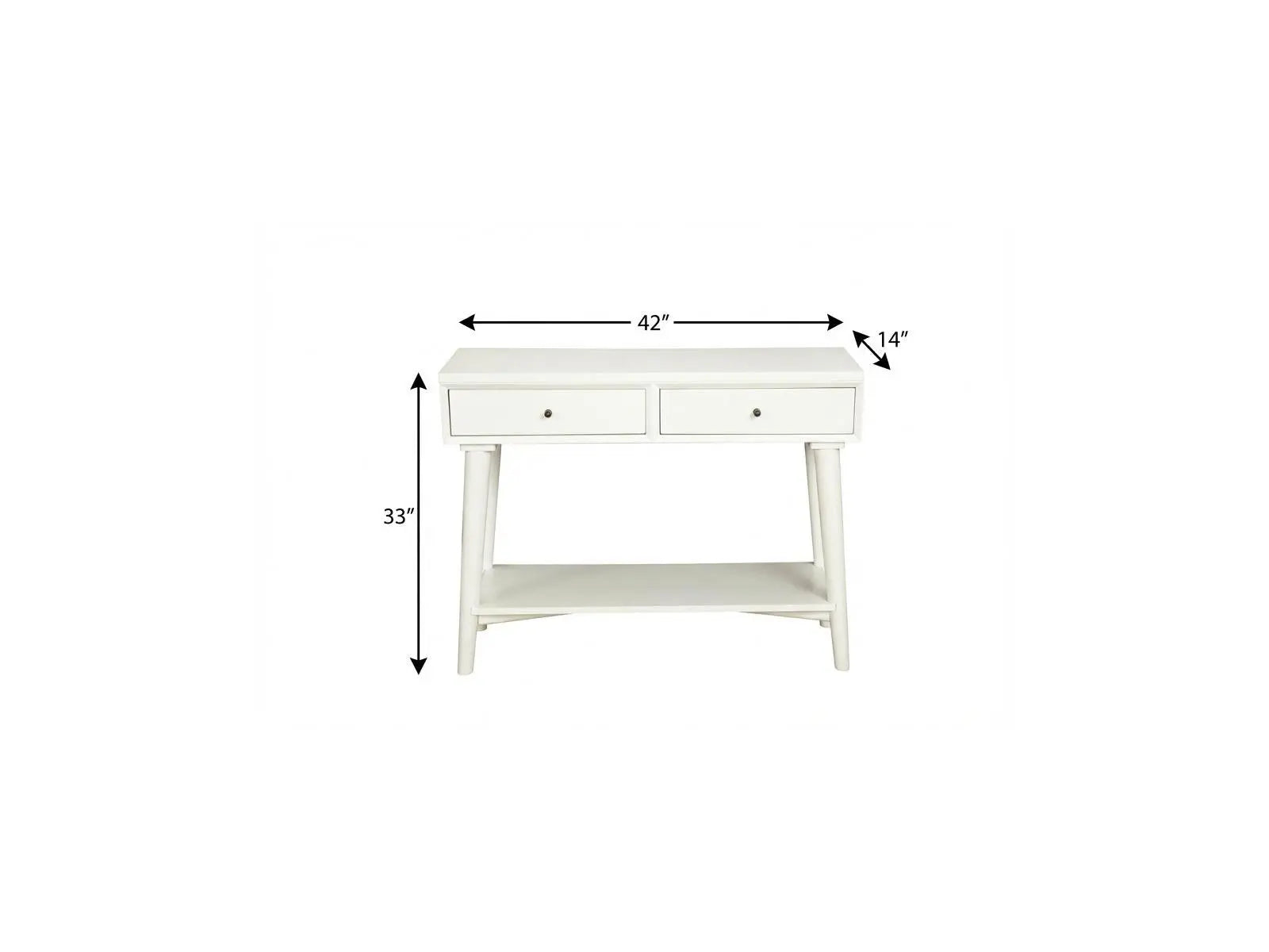 42" White Solid Wood Console Table With Shelves And Drawers Homeroots Living Room
