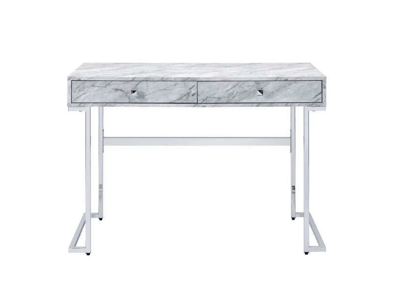 42" White Writing Desk With Two Drawers Homeroots Office