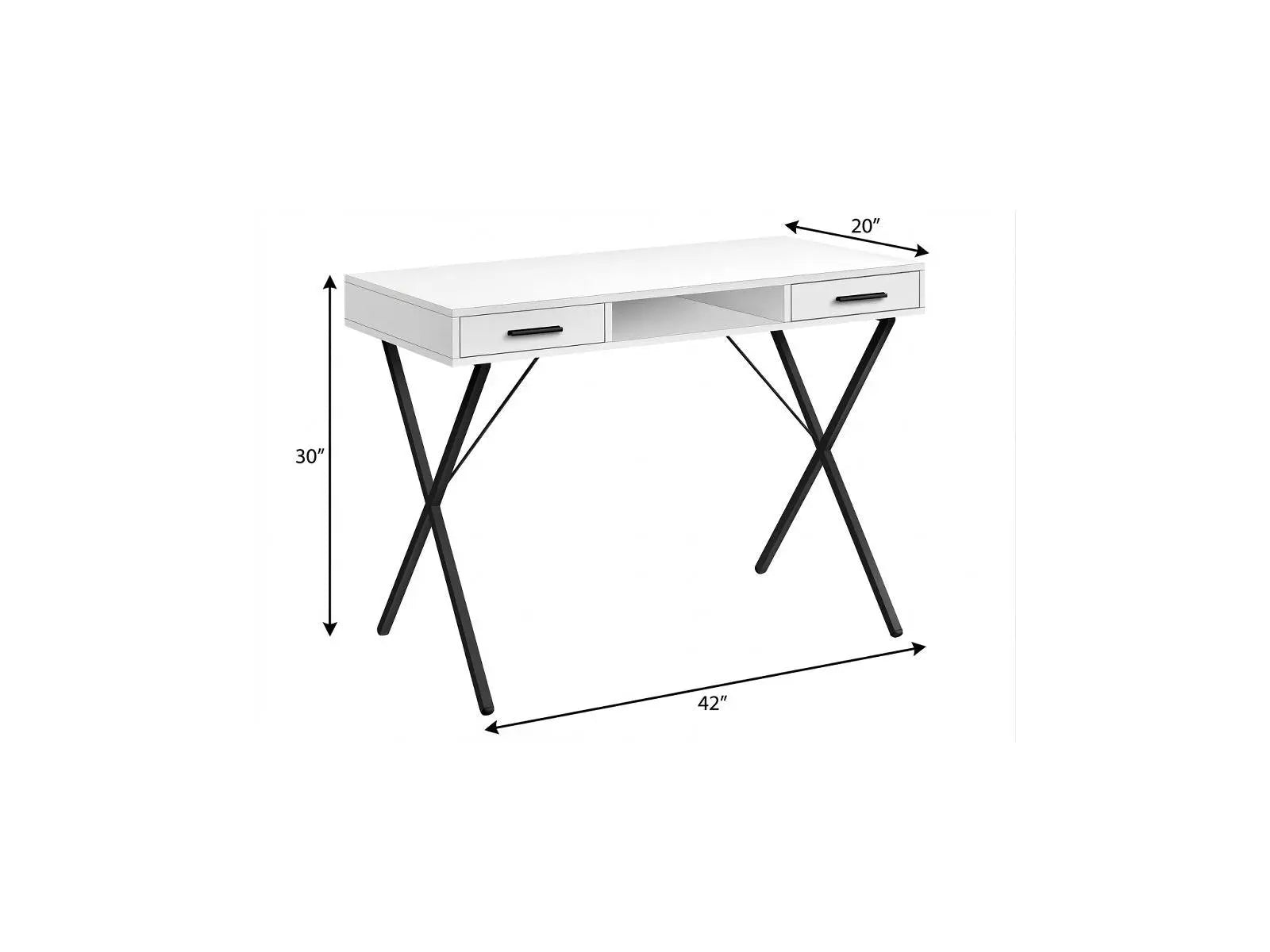 42" White and Black Computer Desk With Two Drawers Homeroots Office