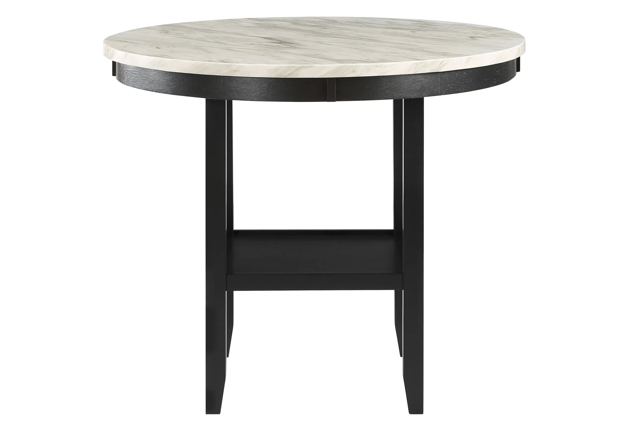 42" White and Black Wood And Faux Marble Round Counter Height Bar Table Homeroots Living Room