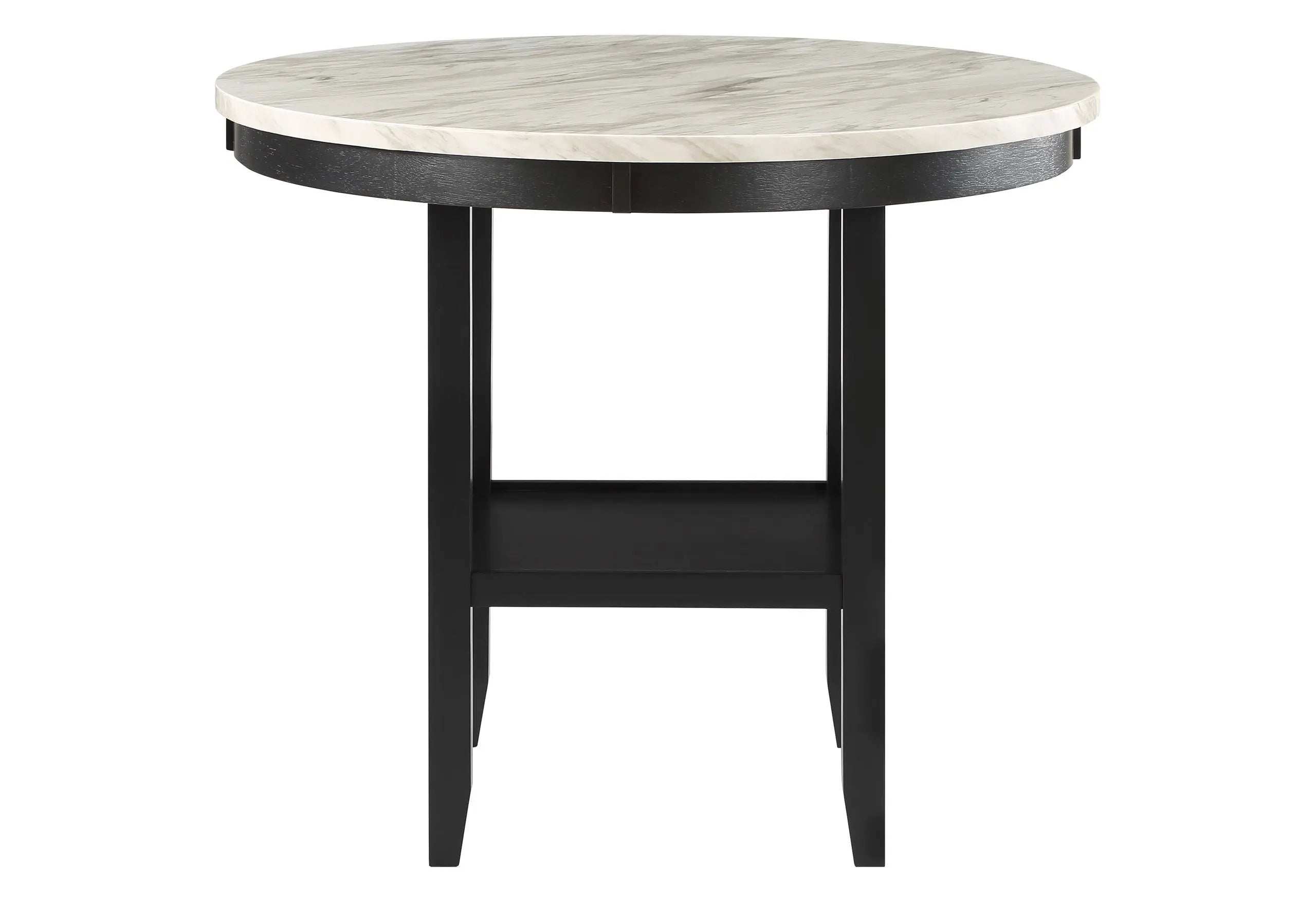 42" White and Black Wood And Faux Marble Round Counter Height Bar Table Homeroots Living Room