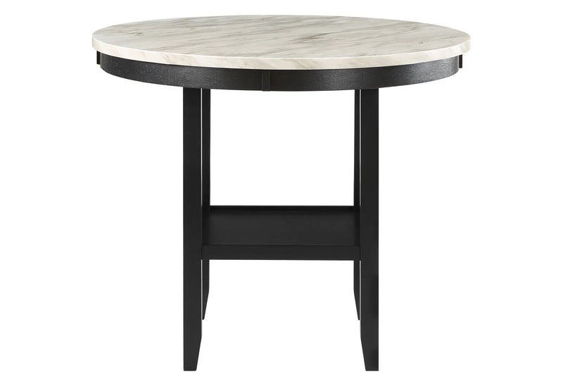 42" White and Black Wood And Faux Marble Round Counter Height Bar Table Homeroots Living Room