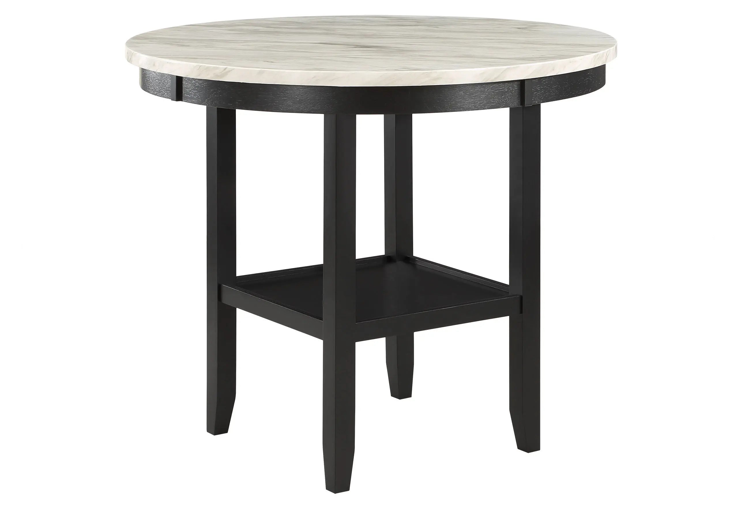 42" White and Black Wood And Faux Marble Round Counter Height Bar Table Homeroots Living Room