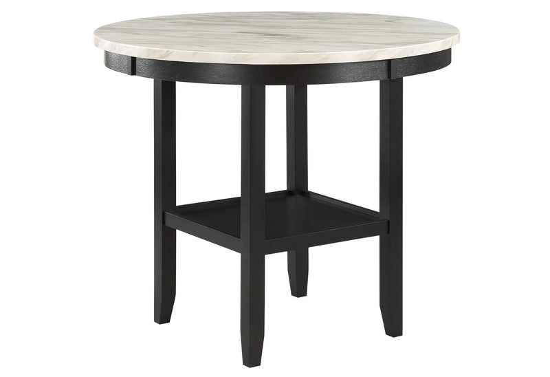 42" White and Black Wood And Faux Marble Round Counter Height Bar Table Homeroots Living Room
