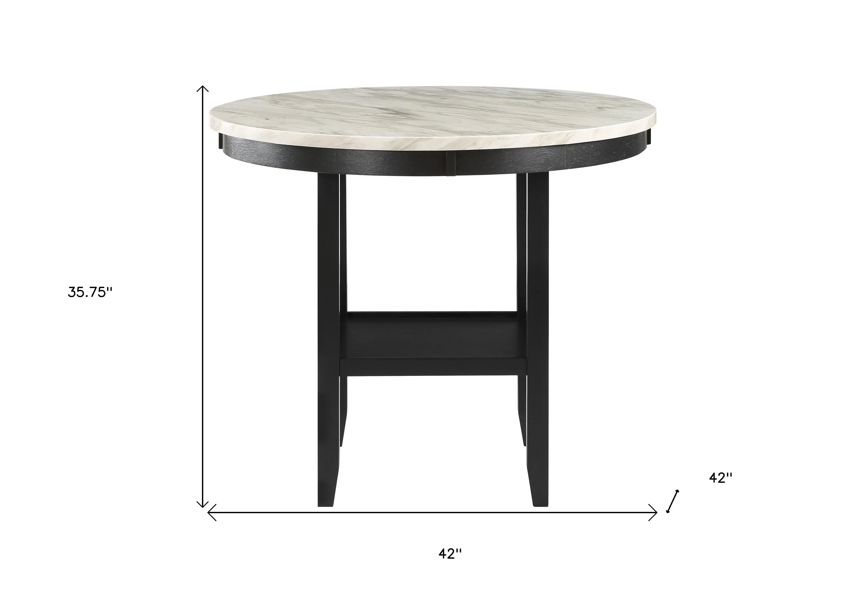 42" White and Black Wood And Faux Marble Round Counter Height Bar Table Homeroots Living Room