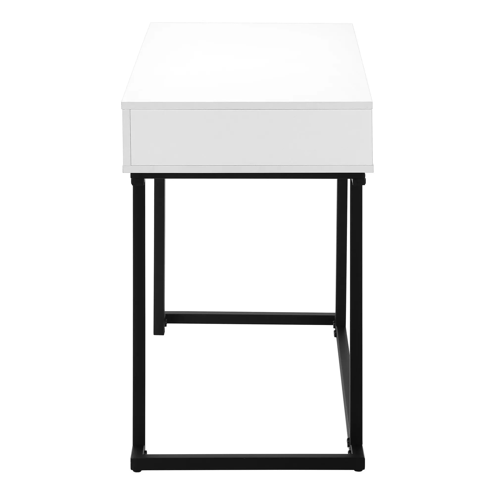 42" White and Black Wood and Metal Sled Computer Desk Homeroots Office