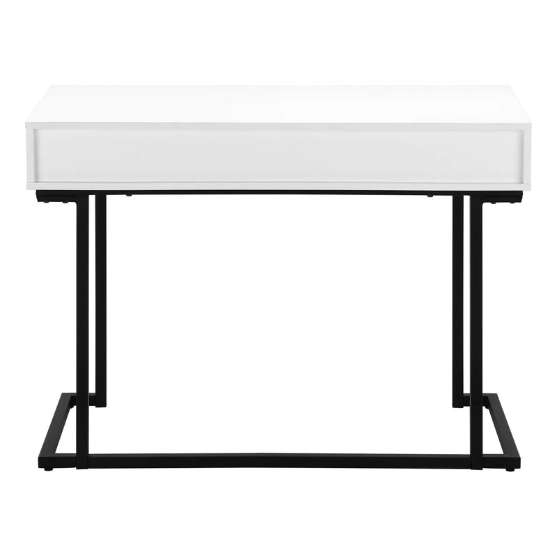 42" White and Black Wood and Metal Sled Computer Desk Homeroots Office
