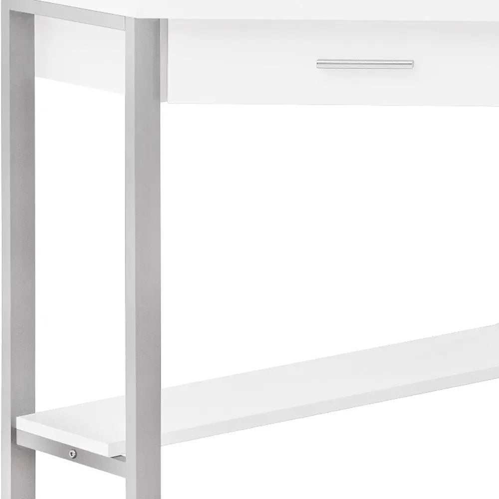 42" White and Silver Corner Computer Desk - GreatEagleInc