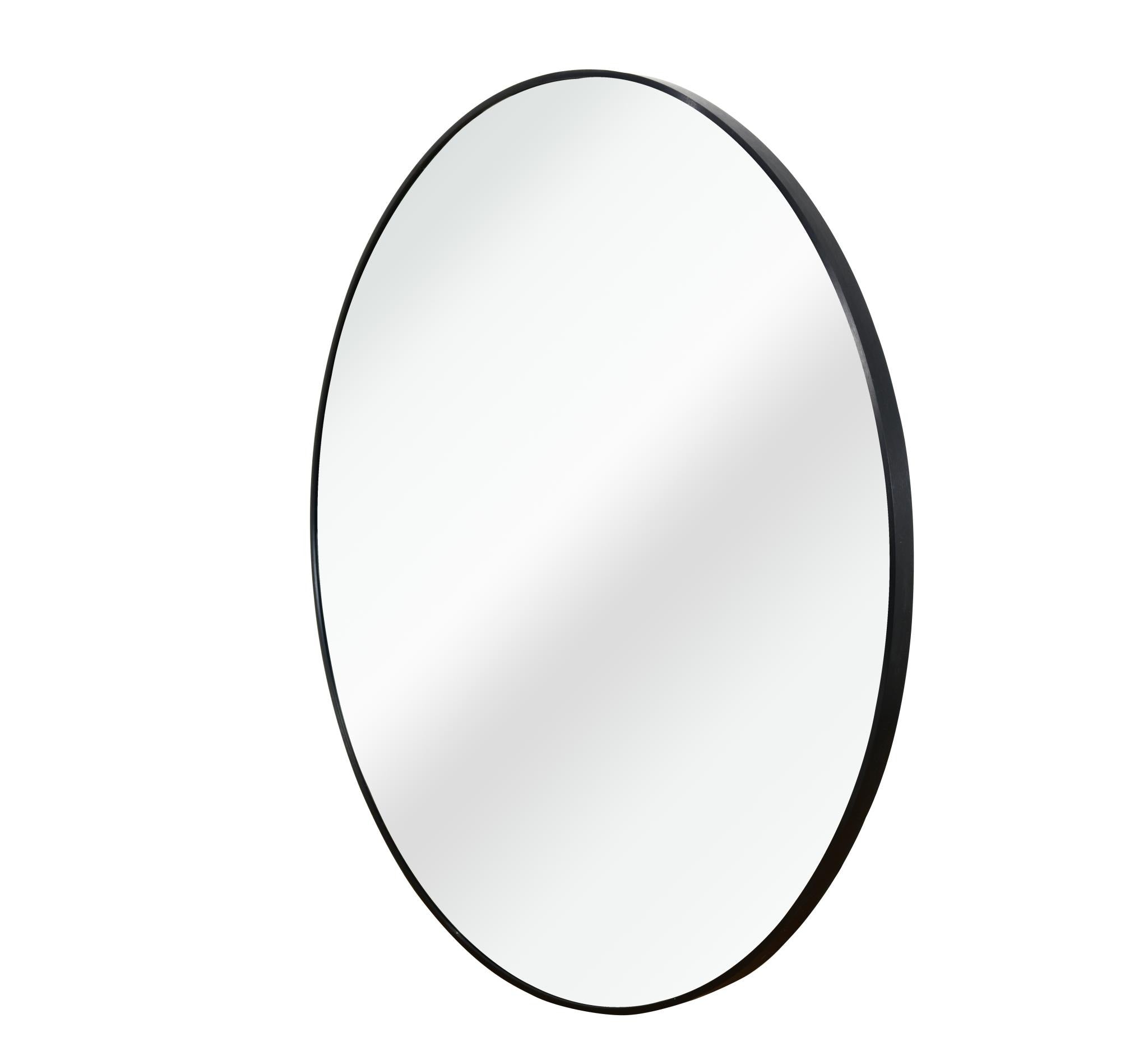 32" Black Aluminum Round Framed Bathroom Vanity Mirror - Bed & Bath