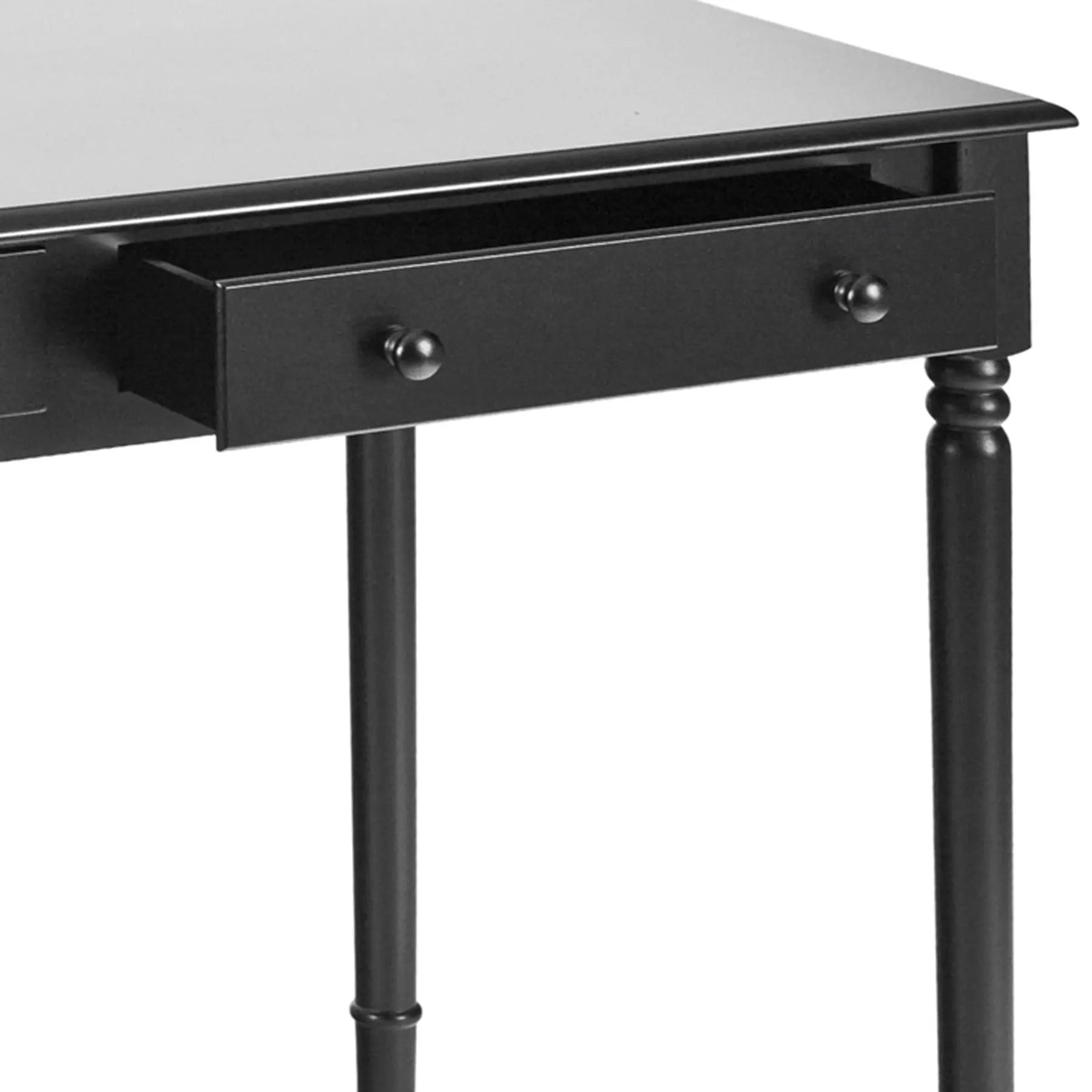 43" Black Fir Solid Wood Writing Desk With Two Drawers Homeroots Office