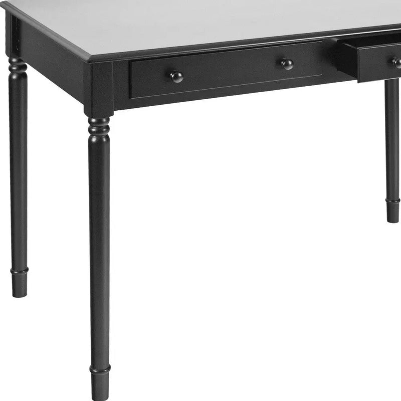 43" Black Fir Solid Wood Writing Desk With Two Drawers Homeroots Office