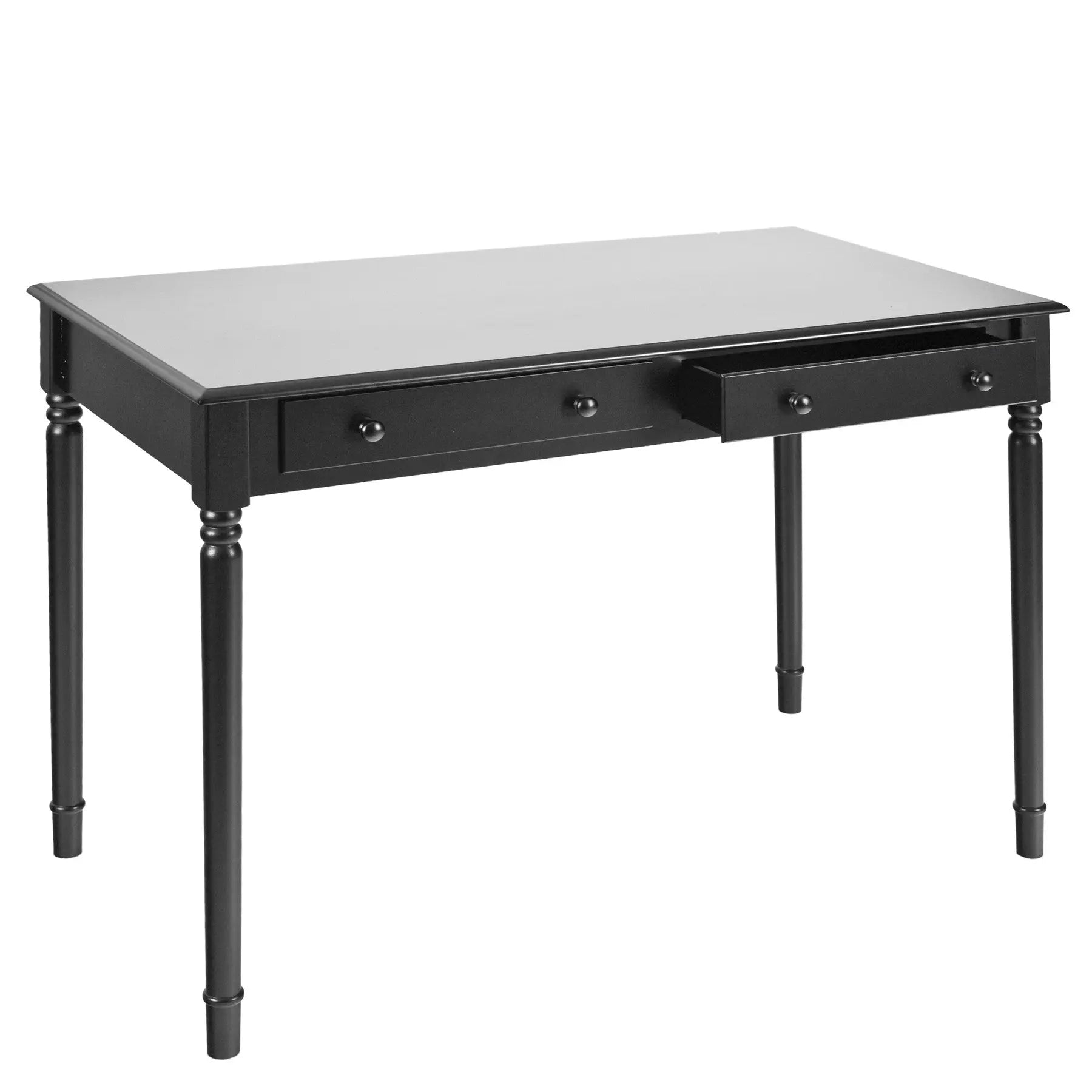 43" Black Fir Solid Wood Writing Desk With Two Drawers Homeroots Office