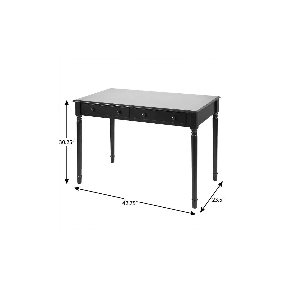 43" Black Fir Solid Wood Writing Desk With Two Drawers Homeroots Office