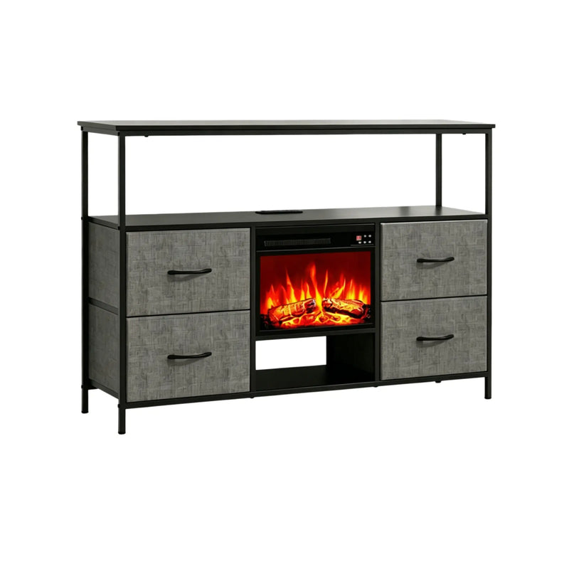 43" Black Wood Fireplace TV Stand With Fireplace Homeroots Living Room
