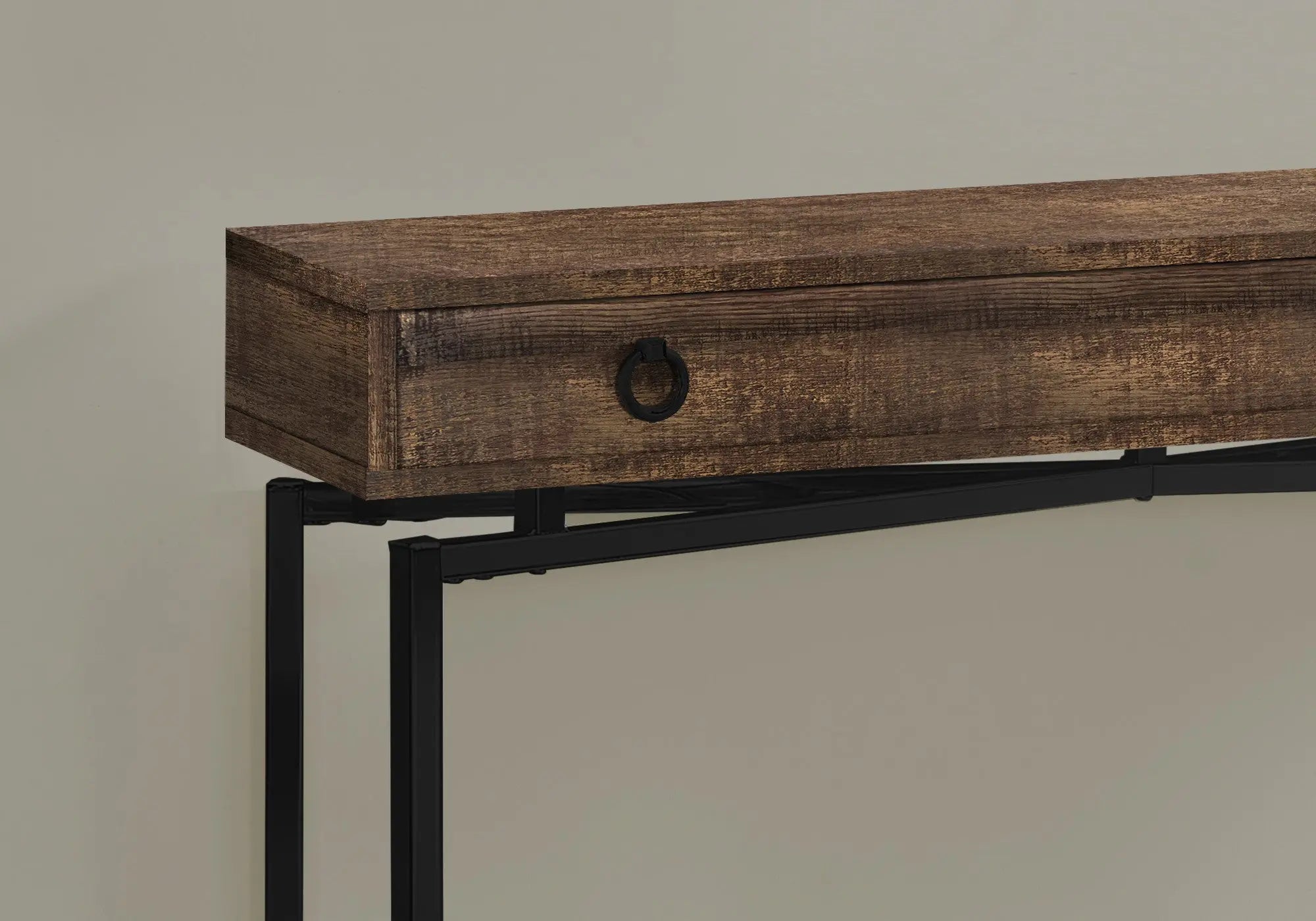 43" Brown And Black Cross Leg Console Table - GreatEagleInc