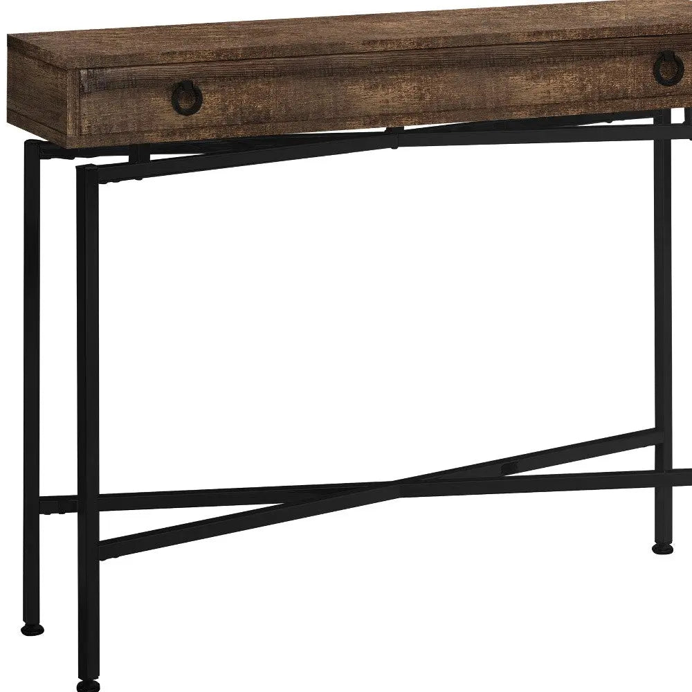 43" Brown And Black Cross Leg Console Table - GreatEagleInc