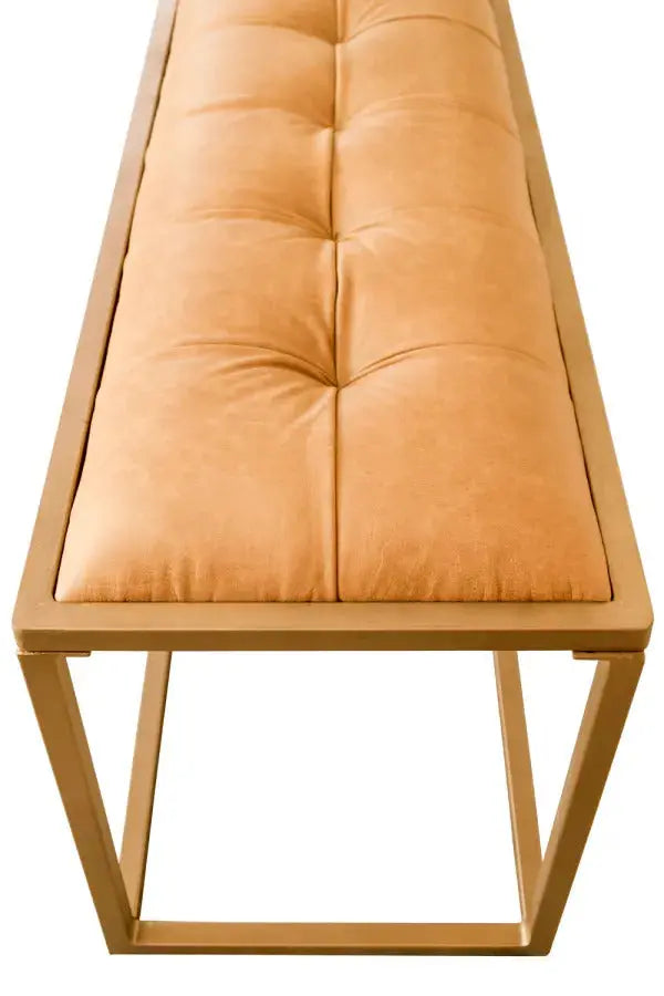 43" Brown And Gold Upholstered Upholstery Bedroom Bench Homeroots Living Room
