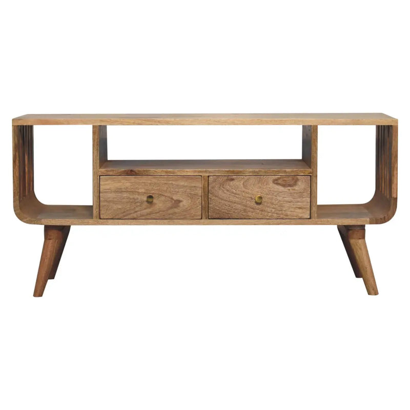 43" Brown Solid Wood Enclosed and Open Storage TV Stand Homeroots Living Room