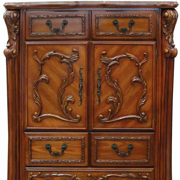 43" Brown Solid Wood Five Drawer Standard Chest - GreatEagleInc