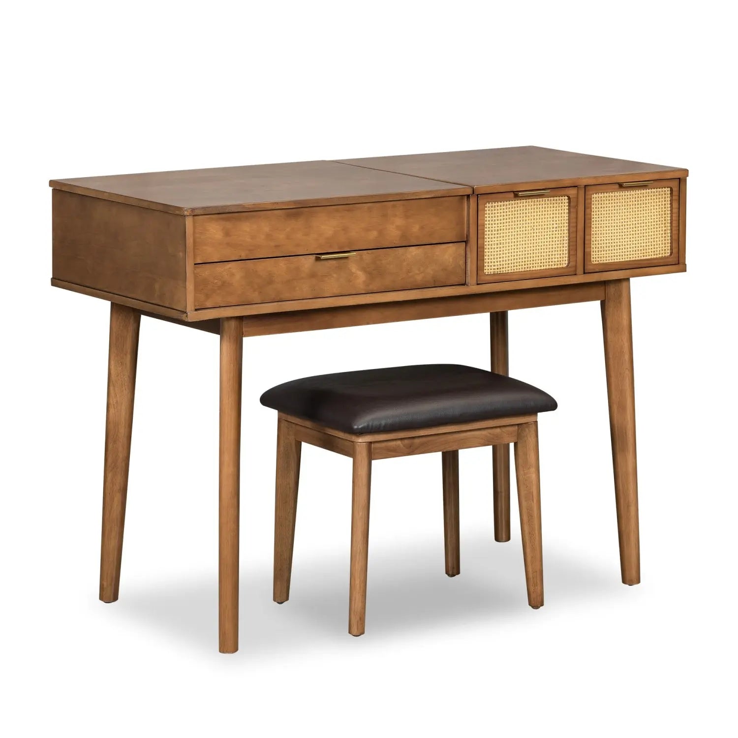 43" Brown Wood Mirrored Three Drawer Vanity Table Homeroots Living Room