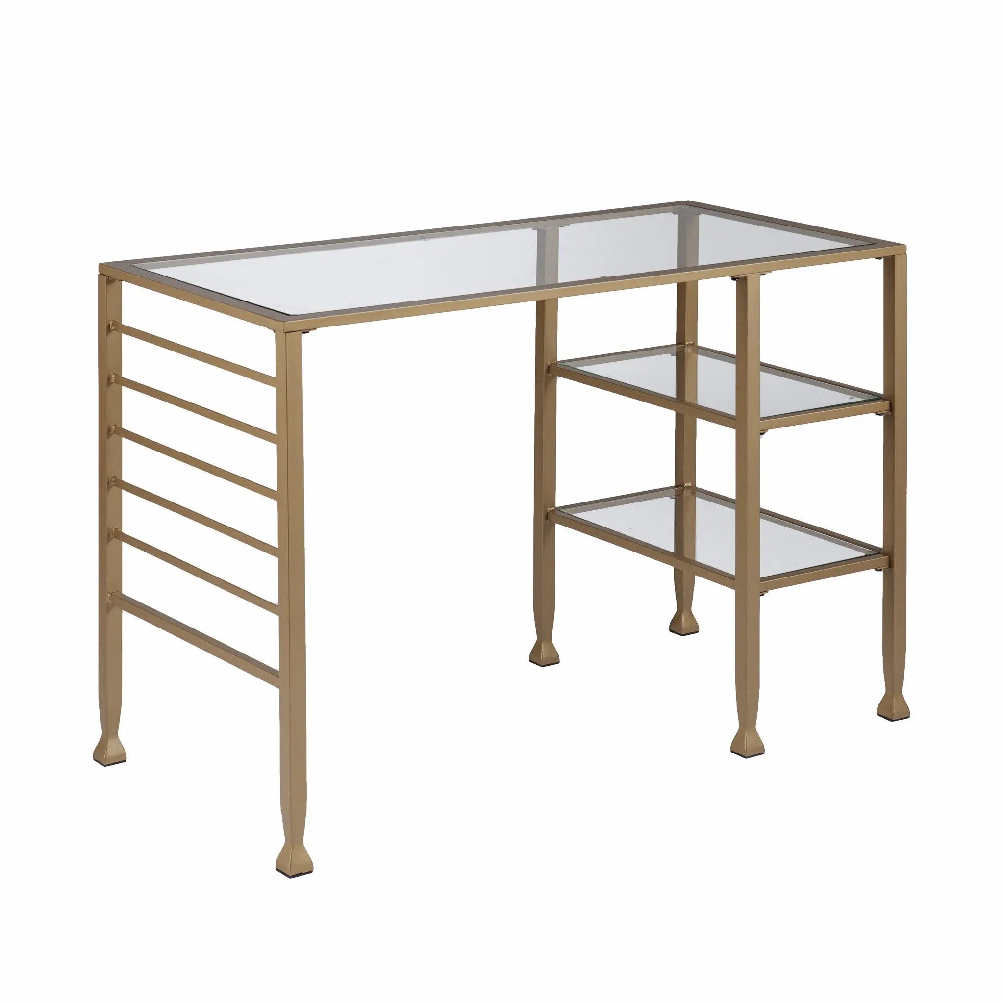 43" Clear and Gold Glass Writing Desk Homeroots Office