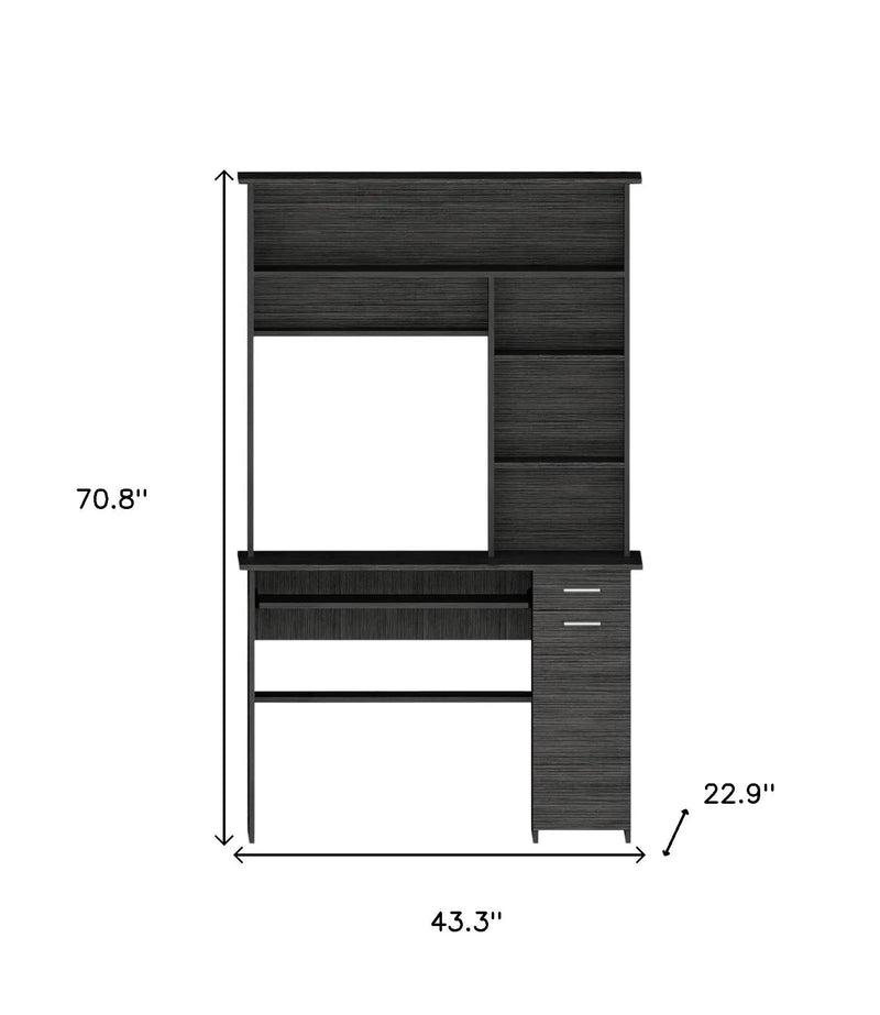 43" Gray Computer Desk With Hutch Homeroots Office