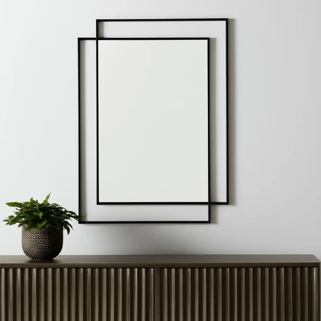 43" Gray Metal Double Frame Accent Mirror Homeroots Bed & Bath