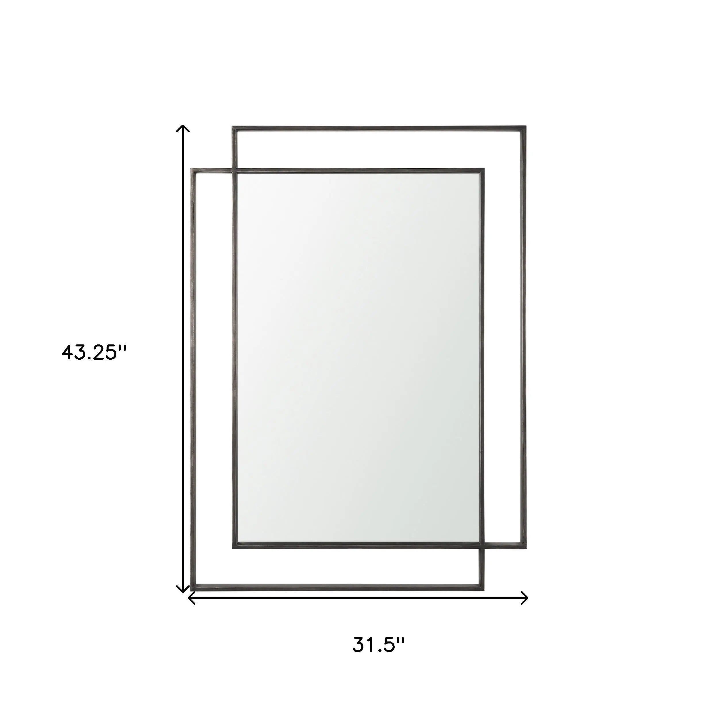 43" Gray Metal Double Frame Accent Mirror Homeroots Bed & Bath
