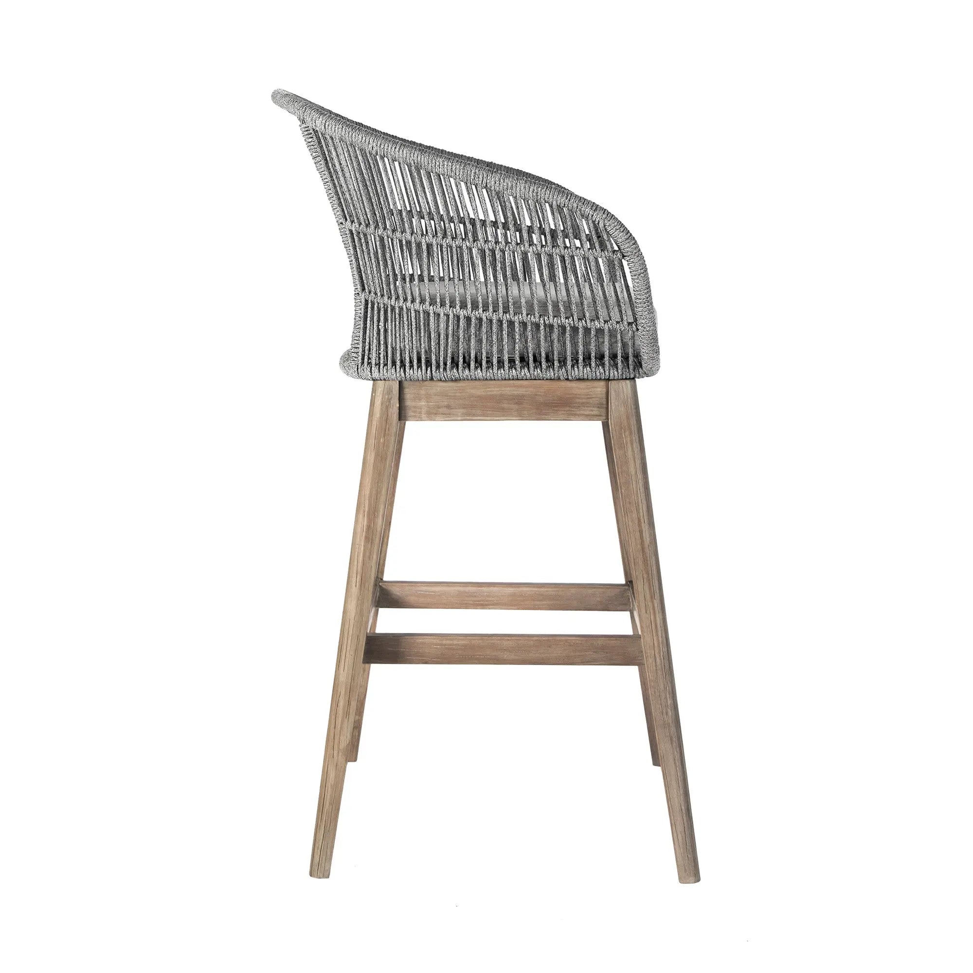 43" Gray Solid Wood Low back Outdoor Bar Height chair with Footrest - GreatEagleInc
