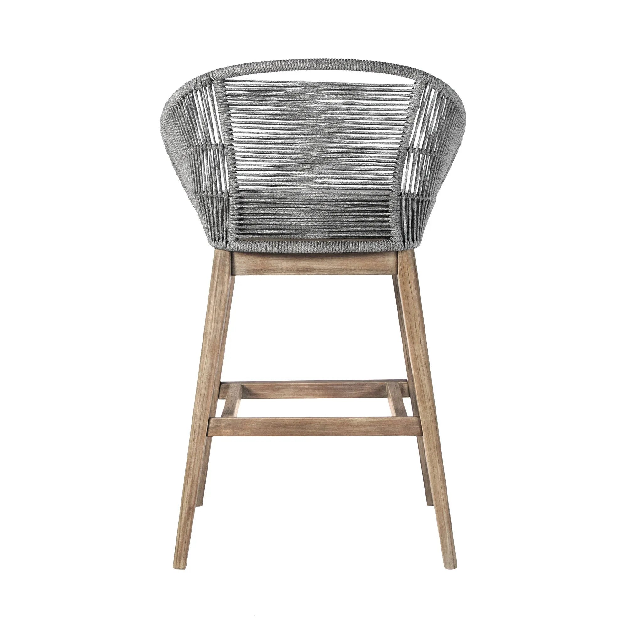 43" Gray Solid Wood Low back Outdoor Bar Height chair with Footrest - GreatEagleInc