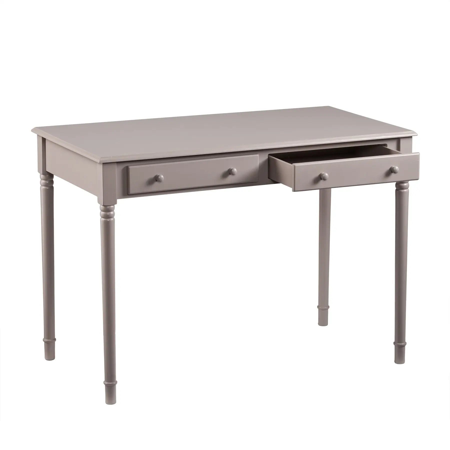 43" Gray Solid Wood Writing Desk With Two Drawers Homeroots Office