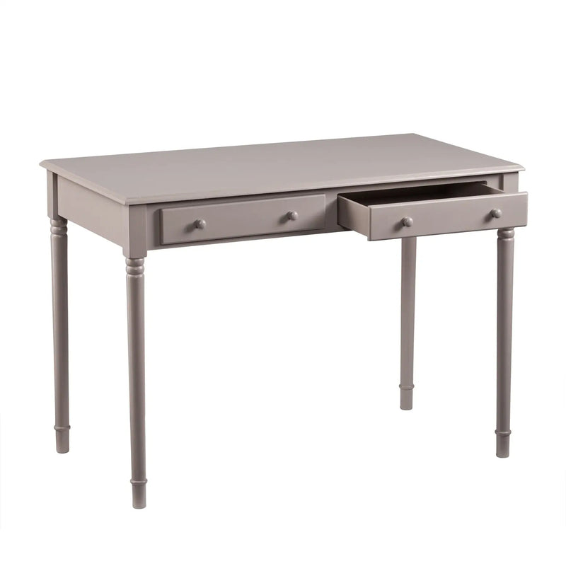 43" Gray Solid Wood Writing Desk With Two Drawers Homeroots Office