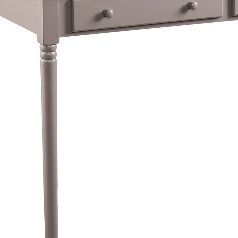 43" Gray Solid Wood Writing Desk With Two Drawers Homeroots Office