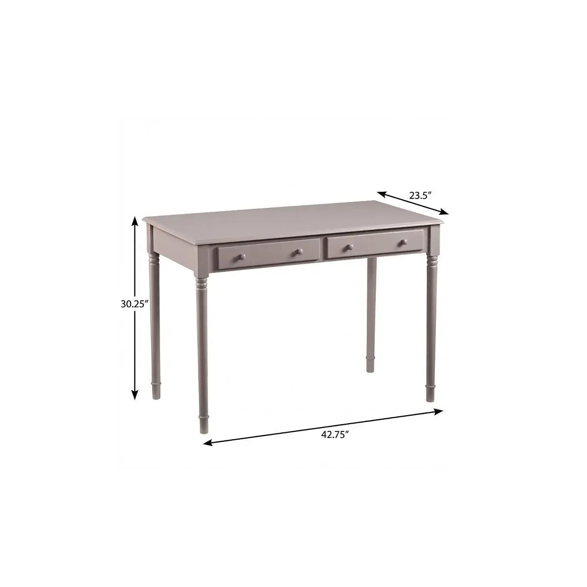43" Gray Solid Wood Writing Desk With Two Drawers Homeroots Office