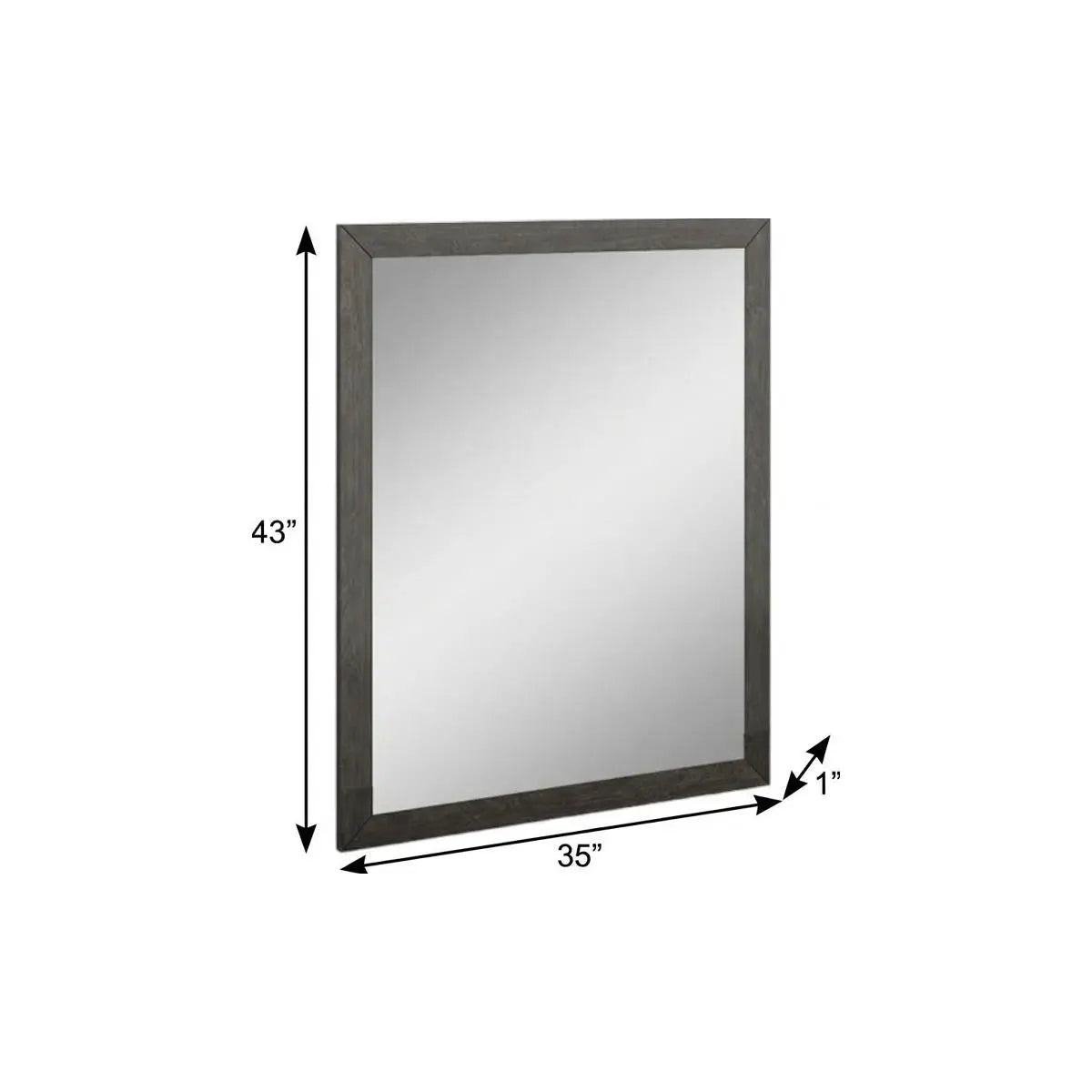 43" Gray Wood Dresser Mount Framed Mirror Homeroots Bed & Bath