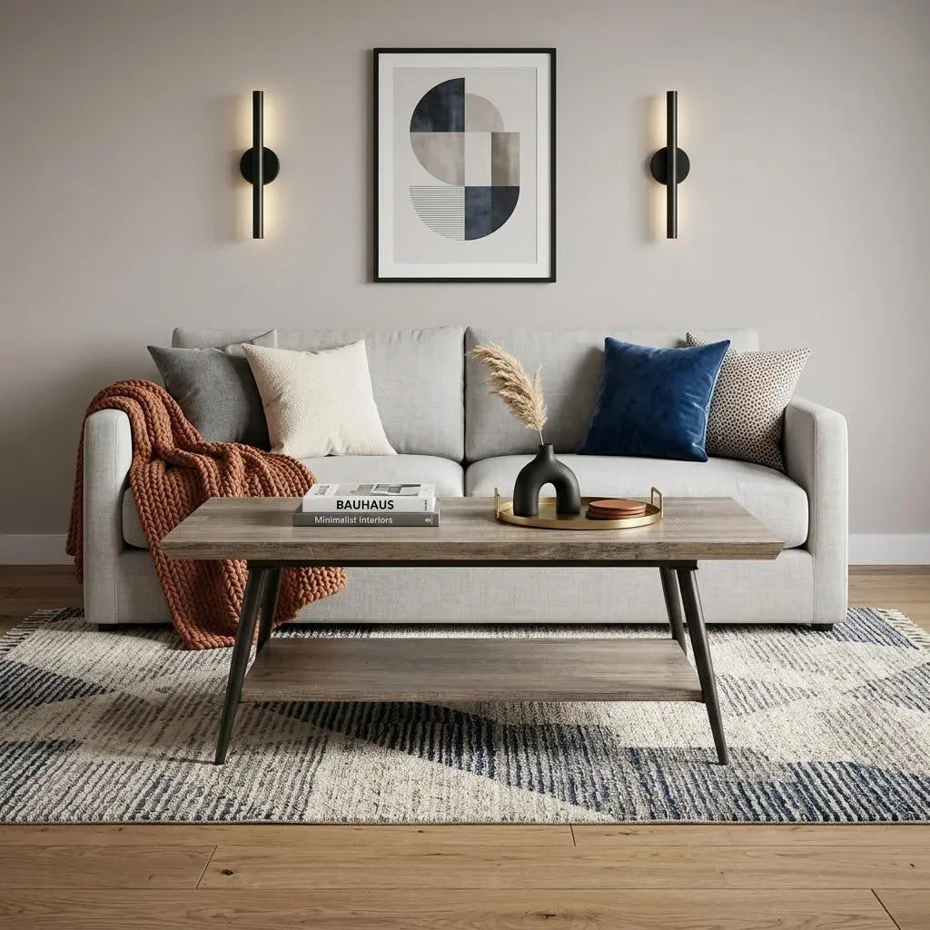 43" Gray and Black Wood Coffee Table Homeroots Living Room