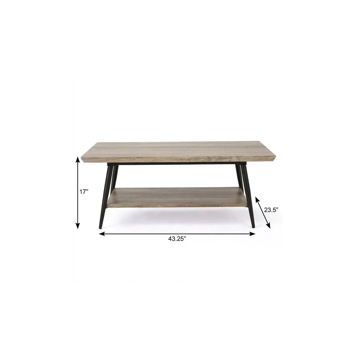 43" Gray and Black Wood Coffee Table Homeroots Living Room