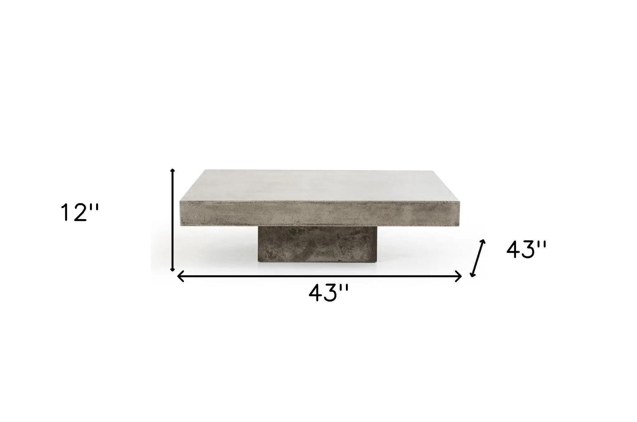 43" Gray and Dark Gray Concrete Square Block Coffee Table Homeroots Living Room