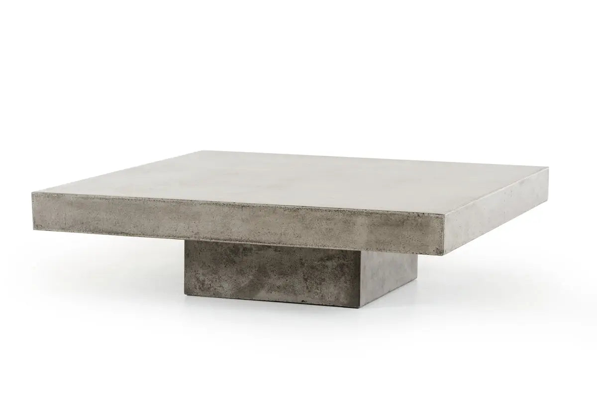 43" Gray and Dark Gray Concrete Square Block Coffee Table Homeroots Living Room