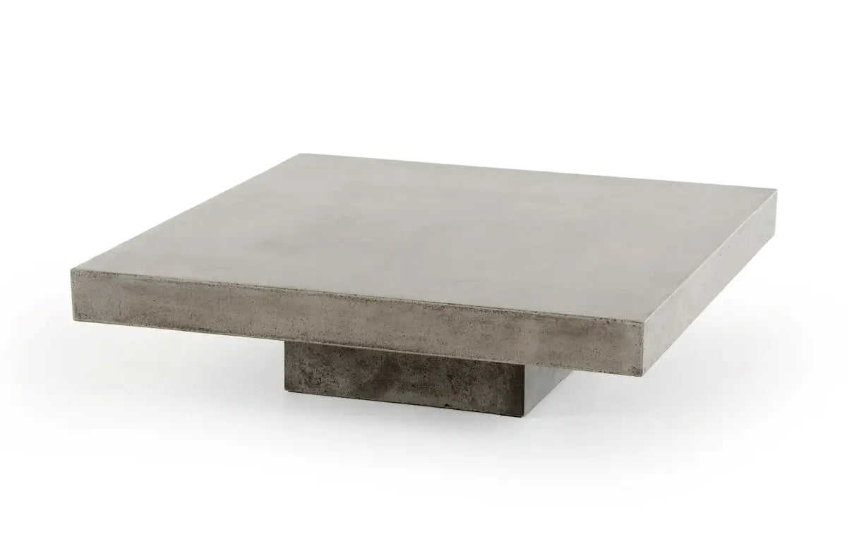 43" Gray and Dark Gray Concrete Square Block Coffee Table Homeroots Living Room