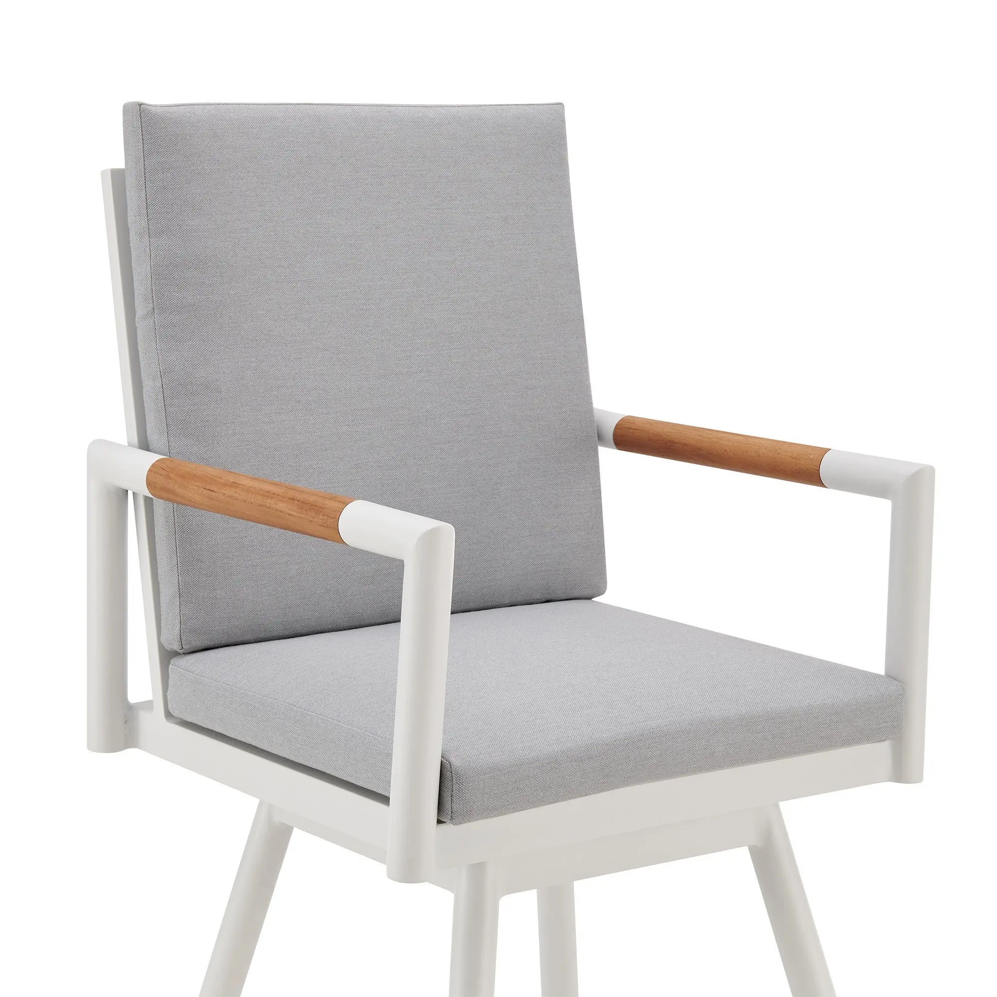 43" Light Gray Metal Swivel Outdoor Counter Height Bar chair with Footrest - GreatEagleInc