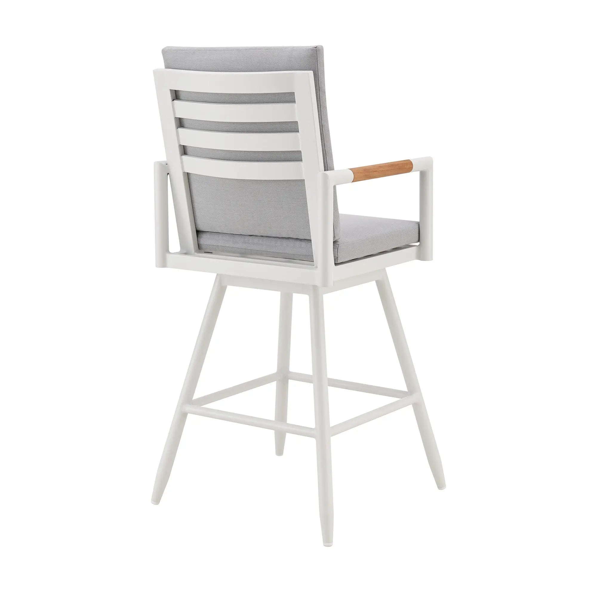 43" Light Gray Metal Swivel Outdoor Counter Height Bar chair with Footrest - GreatEagleInc