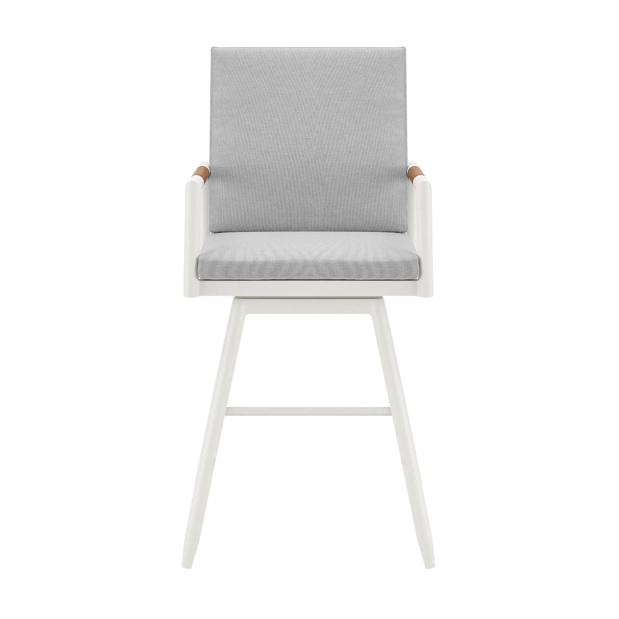 43" Light Gray Metal Swivel Outdoor Counter Height Bar chair with Footrest - GreatEagleInc