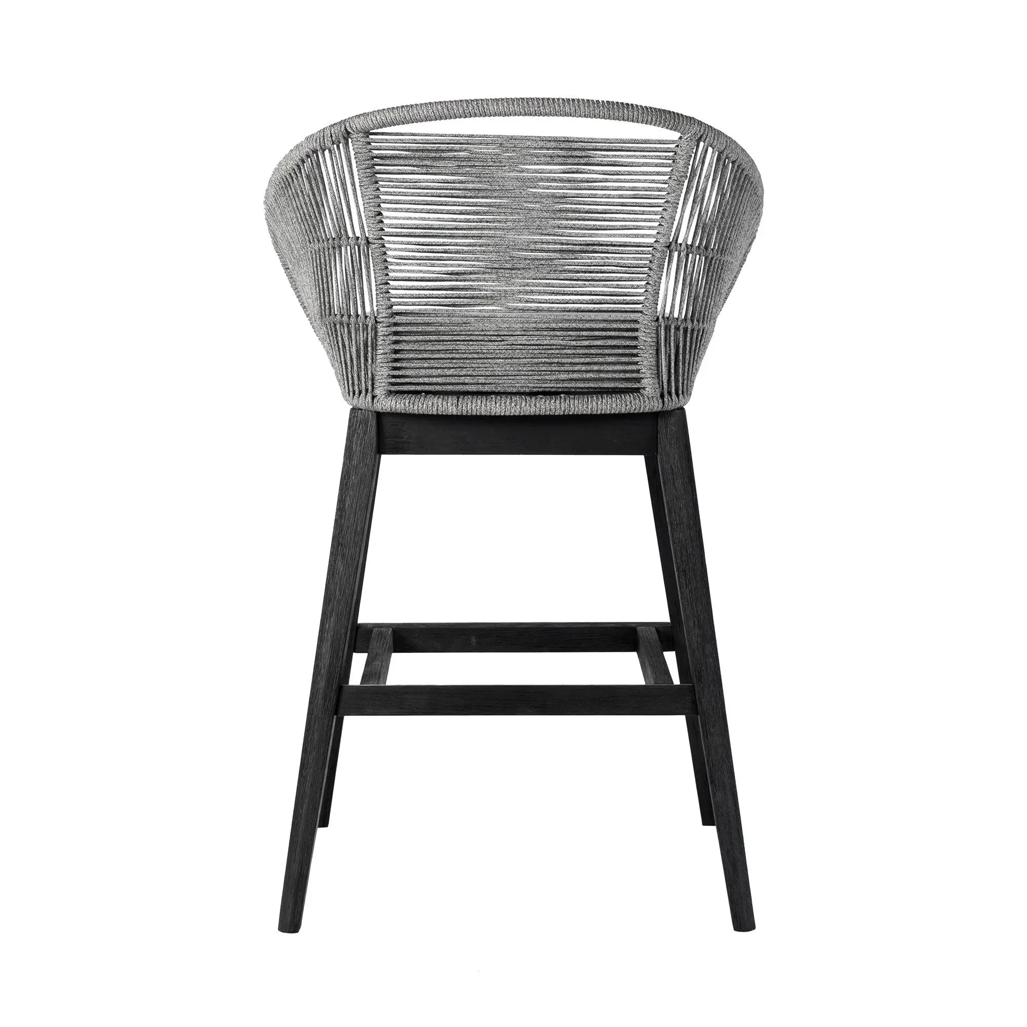 43" Light Gray Solid Wood Low back Outdoor Bar Height chair with Footrest - GreatEagleInc