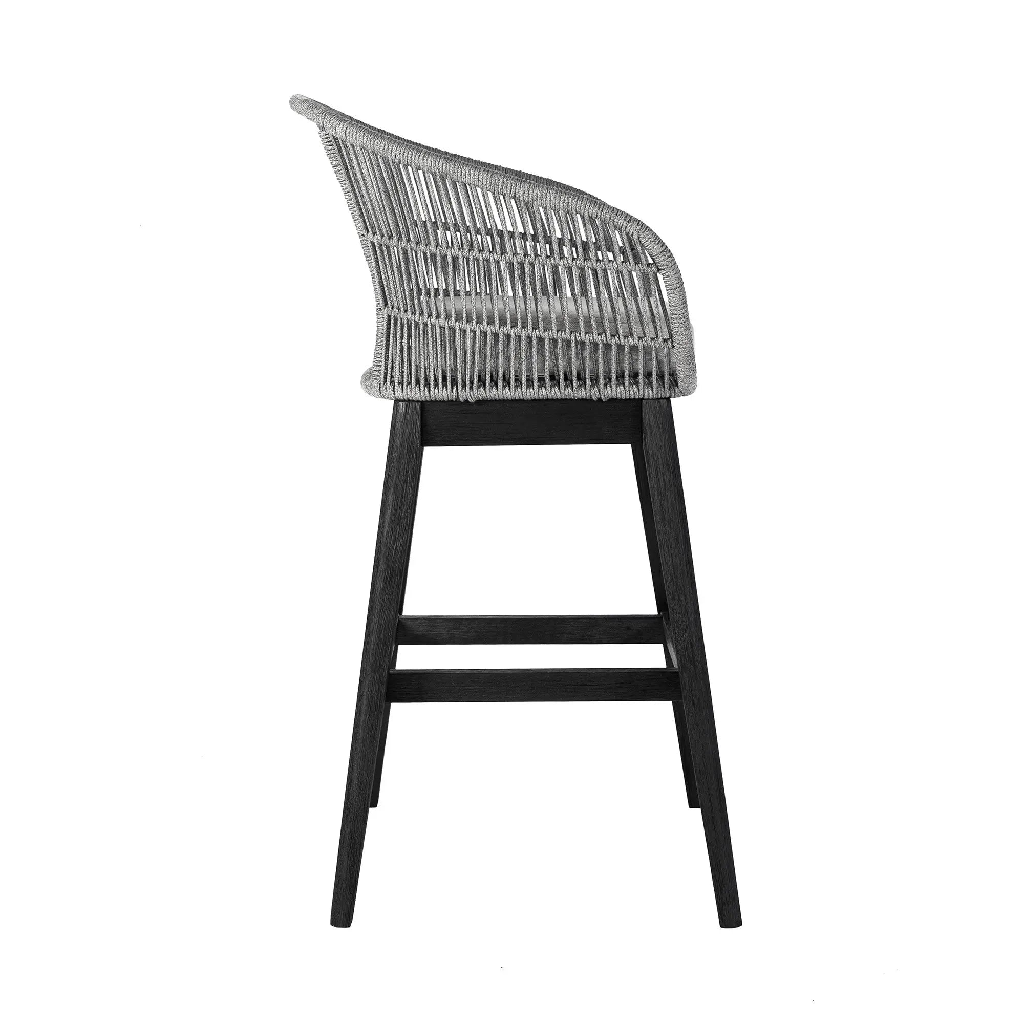 43" Light Gray Solid Wood Low back Outdoor Bar Height chair with Footrest - GreatEagleInc