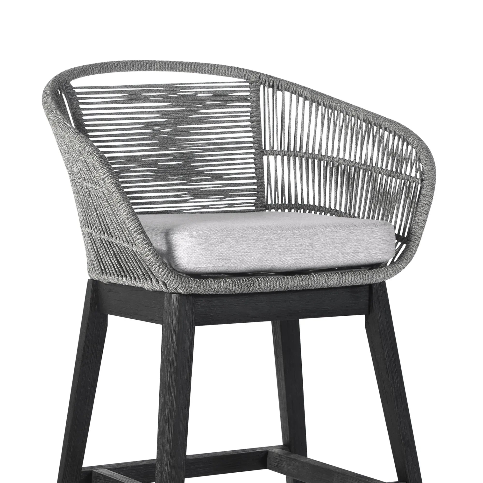 43" Light Gray Solid Wood Low back Outdoor Bar Height chair with Footrest - GreatEagleInc